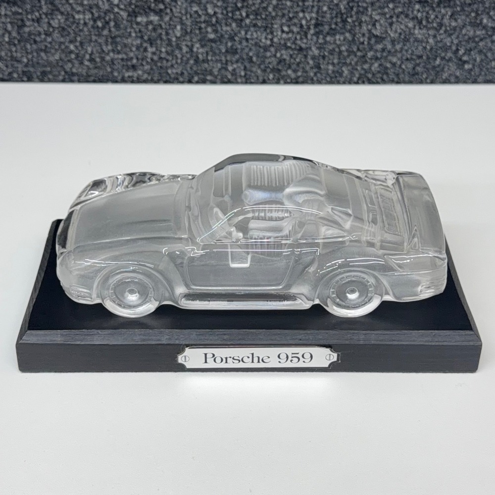 Hofbauer Crystal Porsche 959 Glass Car Model Sculpture with‎ Wood Display Base